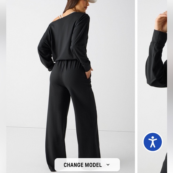 Cloud Jersey off shoulder Jumpsuit, Black - Tall - Picture 2 of 4
